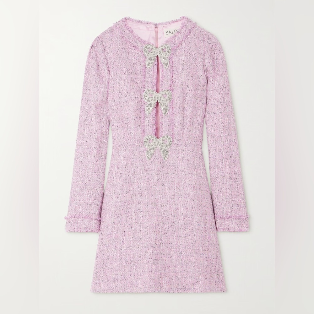 Saloni Camille embellished sequined bouclé-tweed mini dress